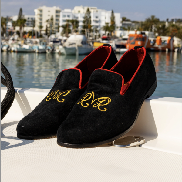 Mens top velvet slippers