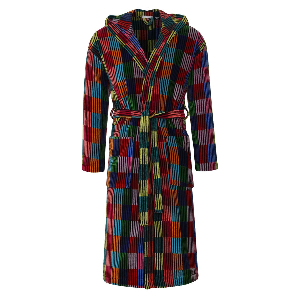 Women's Hooded Dressing Gown front - Patchwork | Bown of London