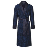 Sherlock men's smoking jacket in navy paisley – long smoking robe for men