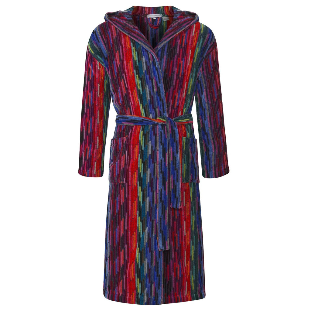 Women's Hooded Dressing Gown front - Multicolour | Bown of London