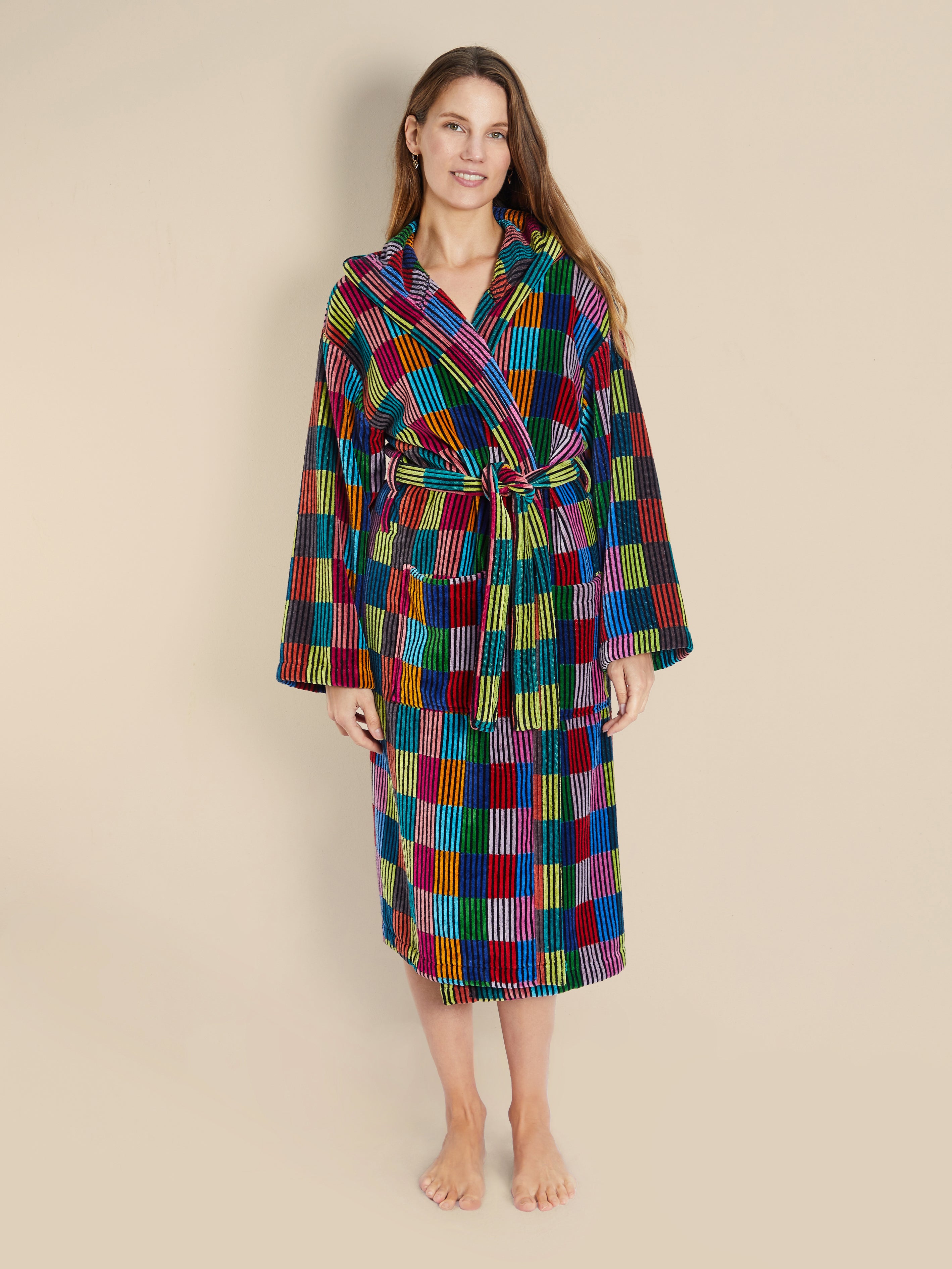Women's Hooded Dressing Gown - Patchwork