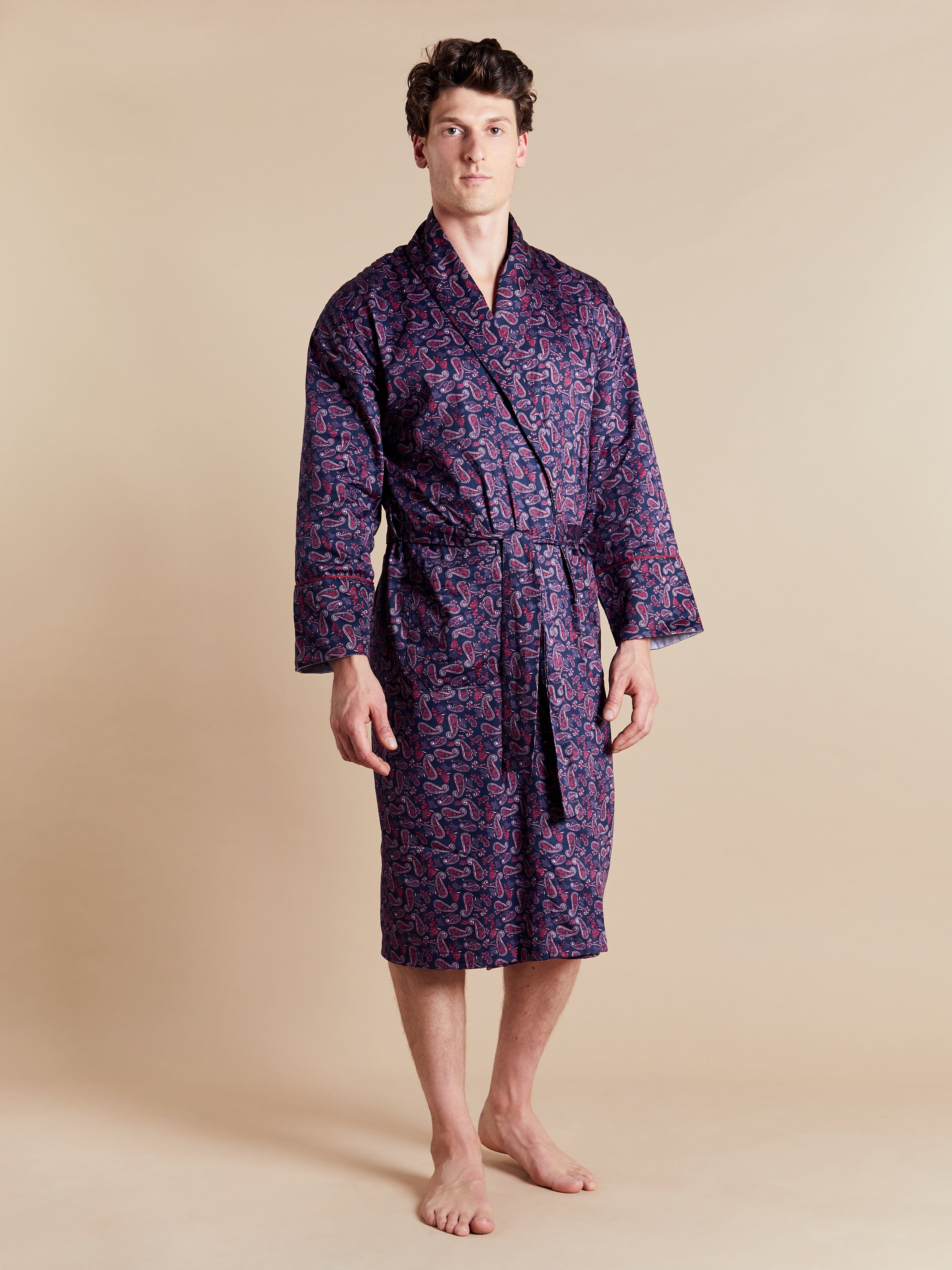Lightweight Men's Dressing Gown front model - Berkley | Bown of London