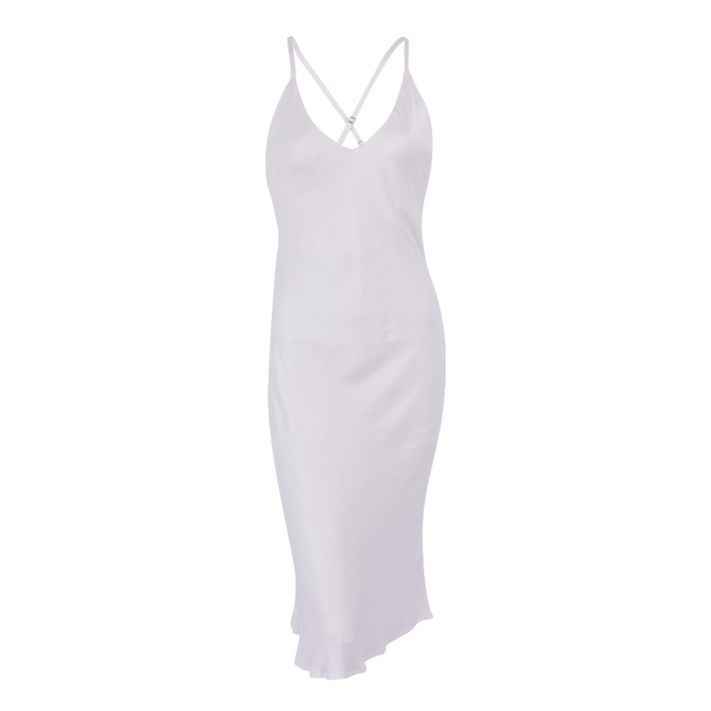 Bushra Vegan Silk Pearly Cupro Midi Dress Product Front View