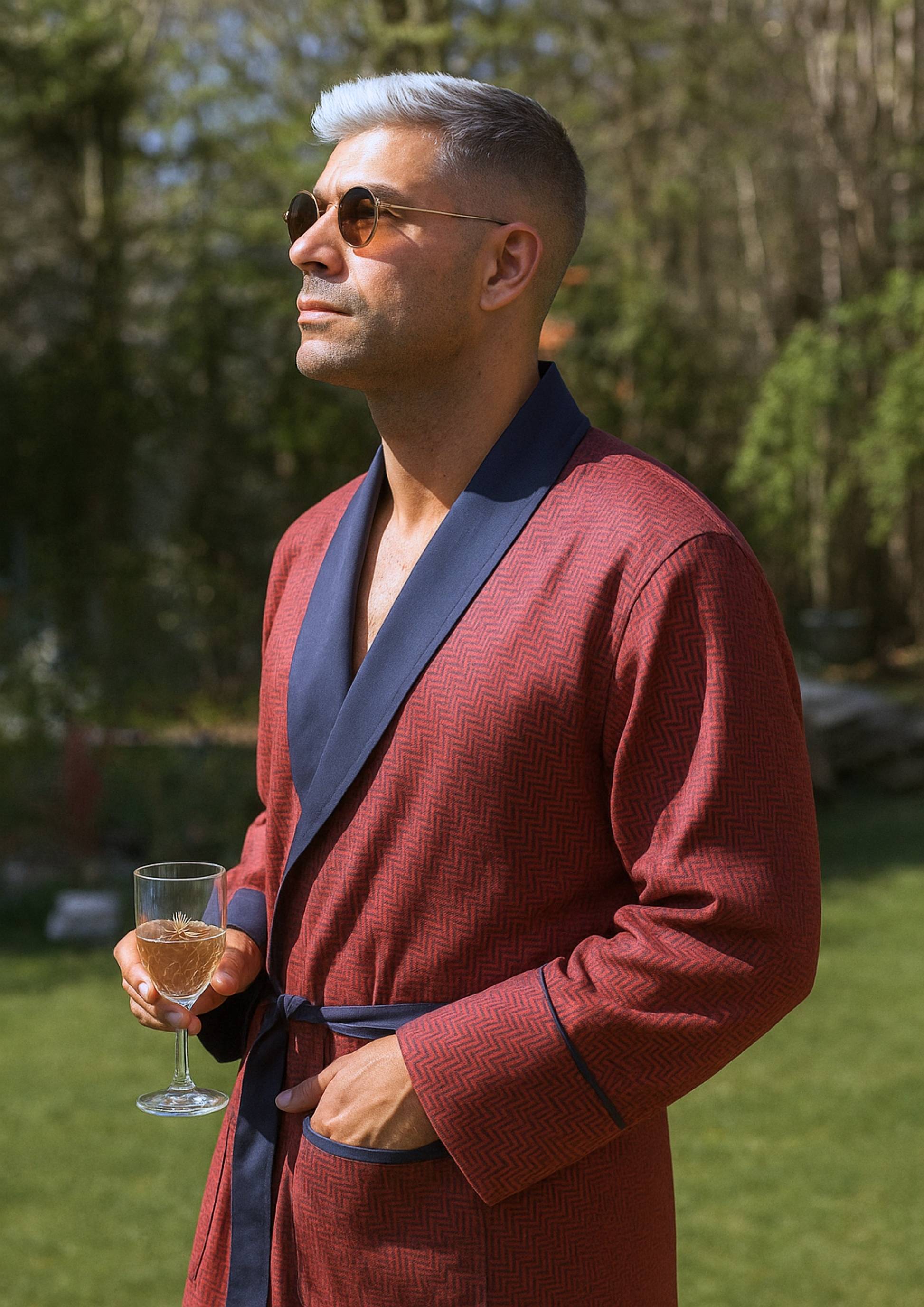 Red Lightweight Dressing Gown - The Cambridge Bathrobe lifestyle photo