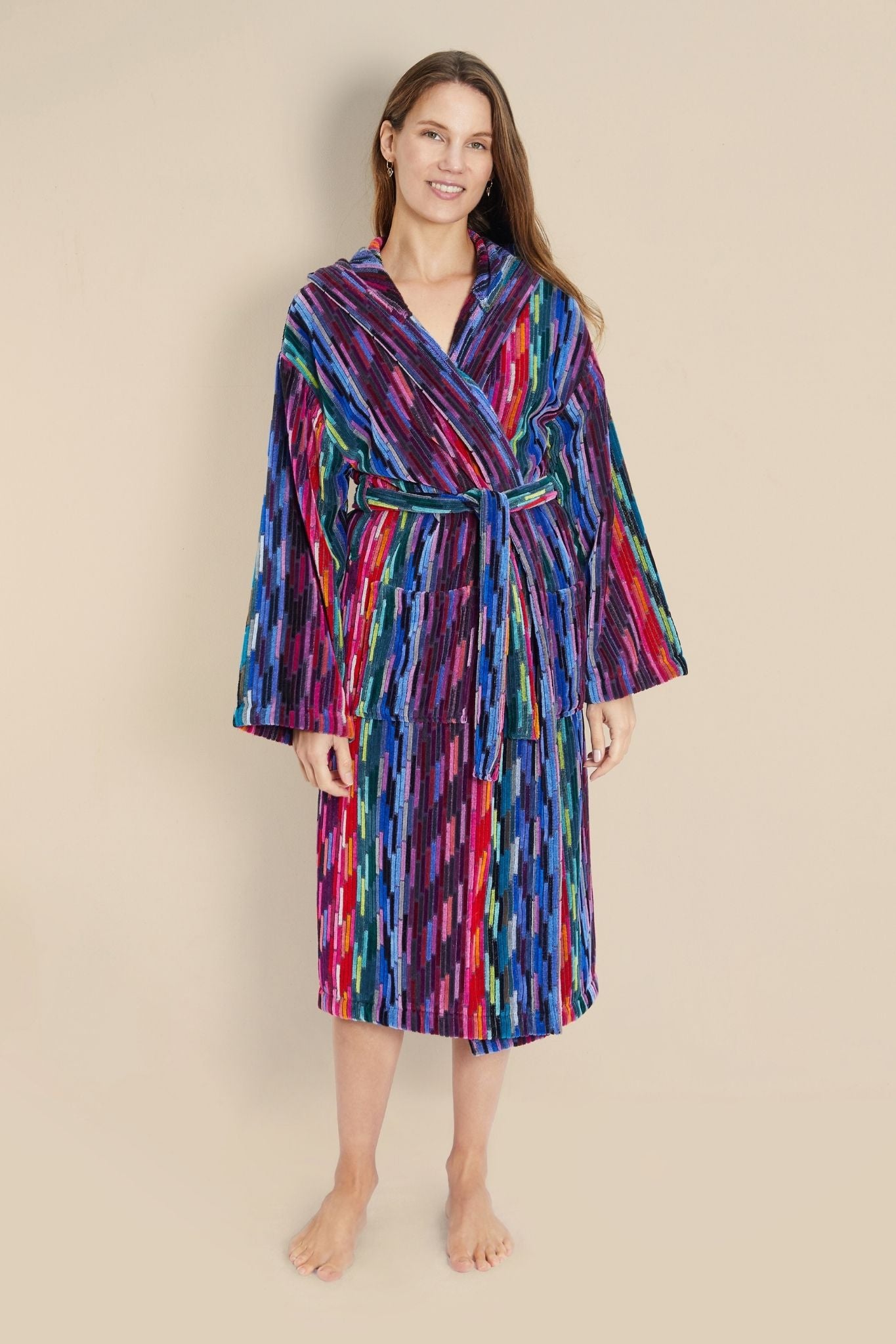 Multicolour Womens Dressing Gown - Model Front | Bown of London