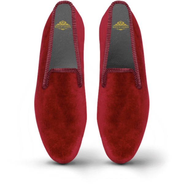 Velvet Loafer/Slipper Shoe Plain Burgundy