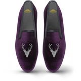 Men's Velvet Loafer/Slipper Shoe - Stag Head