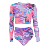 Pink Paradise Long Sleeve Cropped Rash Vest