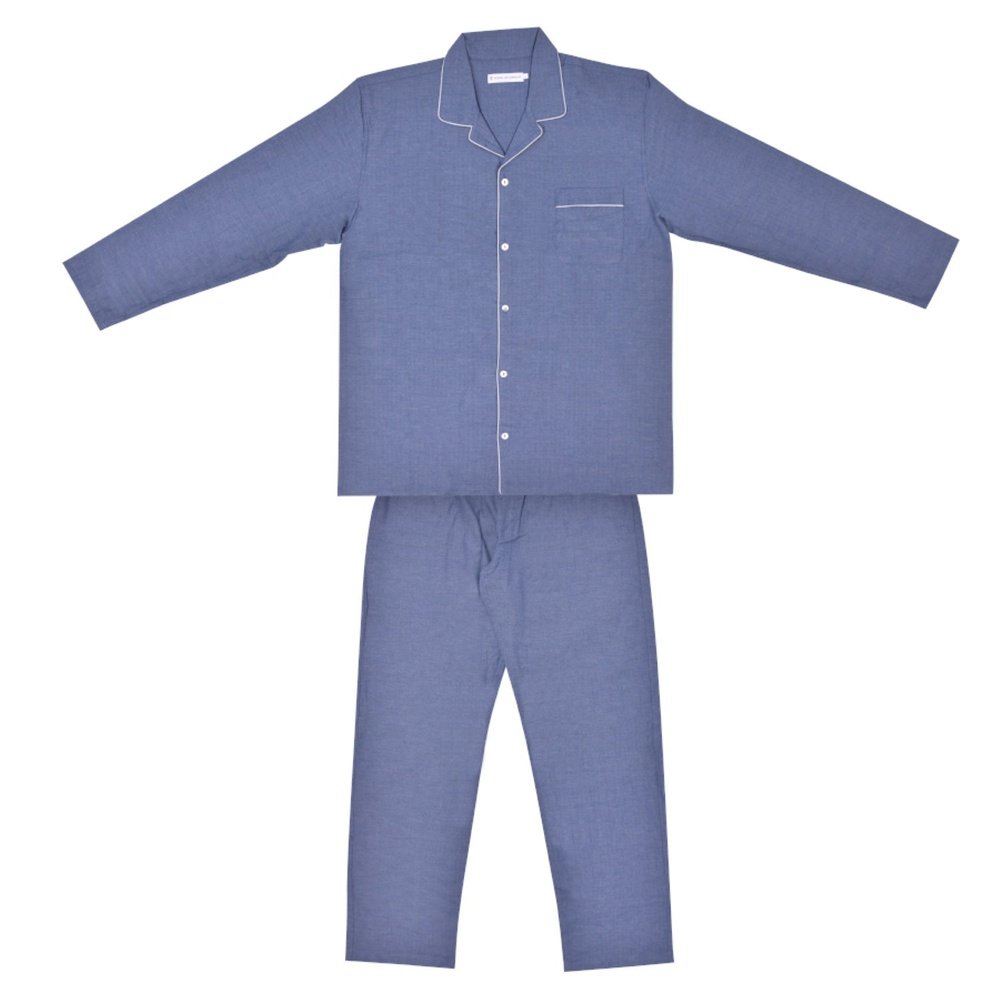 Ladies Pyjamas Brushed Cotton Blue - Capri - Bown of London