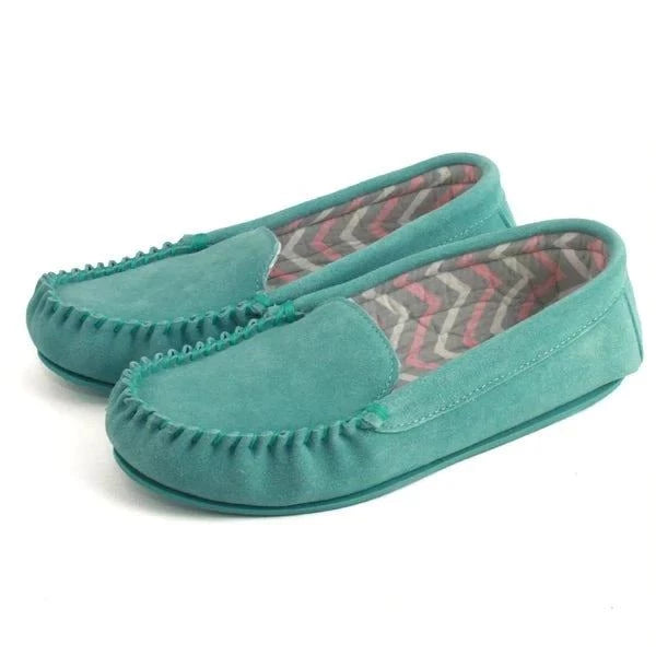 Ffion Ladies Suede Moccasin Aqua