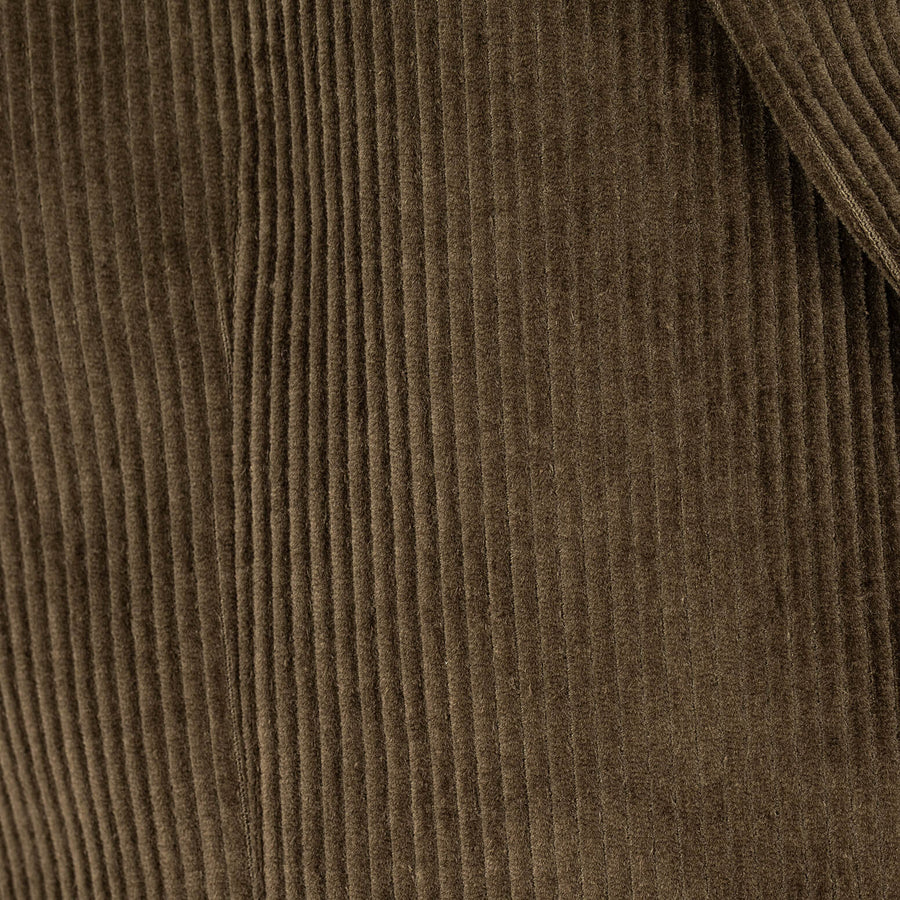 Close-up of brown corduroy fabric texture