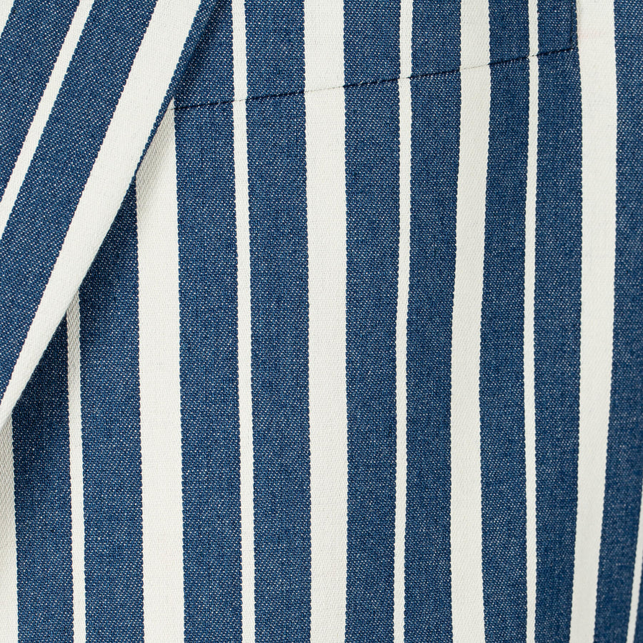 Close-up of blue and white striped fabric