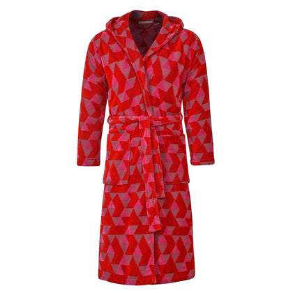 Women's Hooded Dressing Gown front - Pink Diamond | Bown of London
