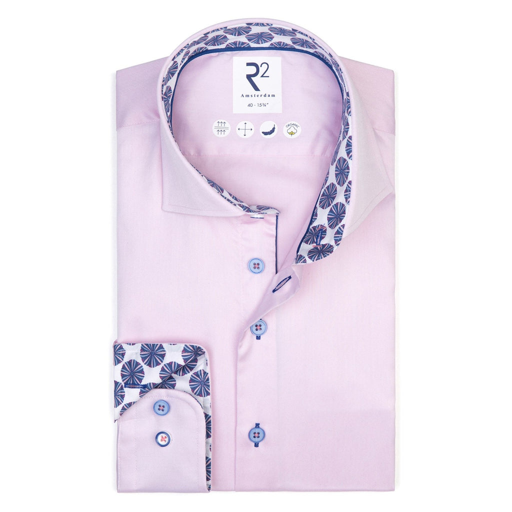 Men's Long Sleeve Button Linen Shirt - Pink Main Image