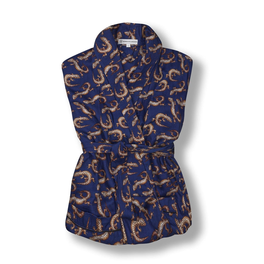 Lightweight Men's Dressing Gown folded - Gekko Navy | Bown of London