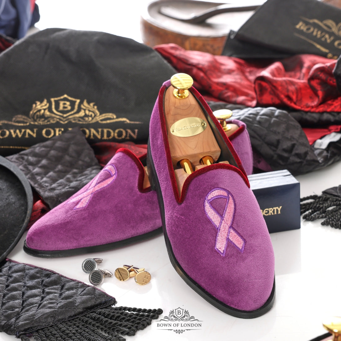 Velvet Loafer Slipper Shoe Custom Design Bown of London