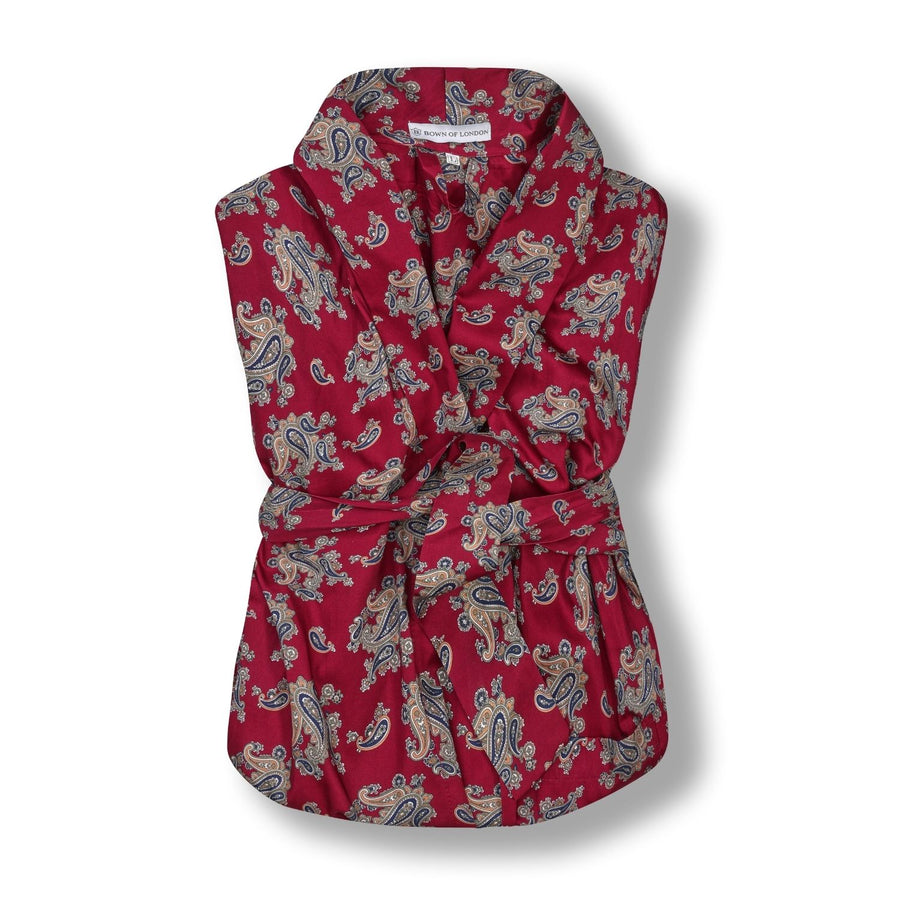 Lightweight Men's Dressing Gown folded - Gatsby Paisley Wine | Bown of London