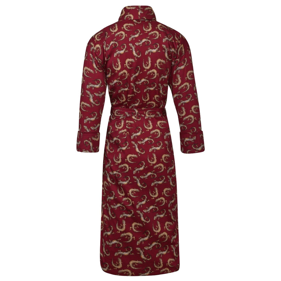 Lightweight Men's Dressing Gown back - Gekko Claret | Bown of London