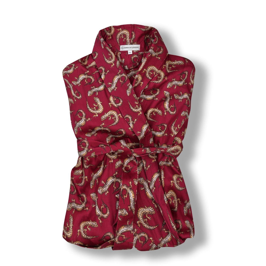 Lightweight Men's Dressing Gown folded - Gekko Claret | Bown of London