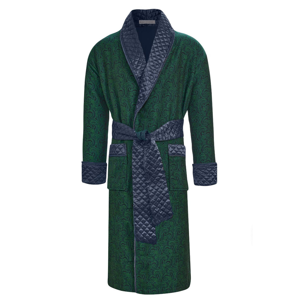 Connaught Long Velvet Green Smoking Jacket Robe Bown of London