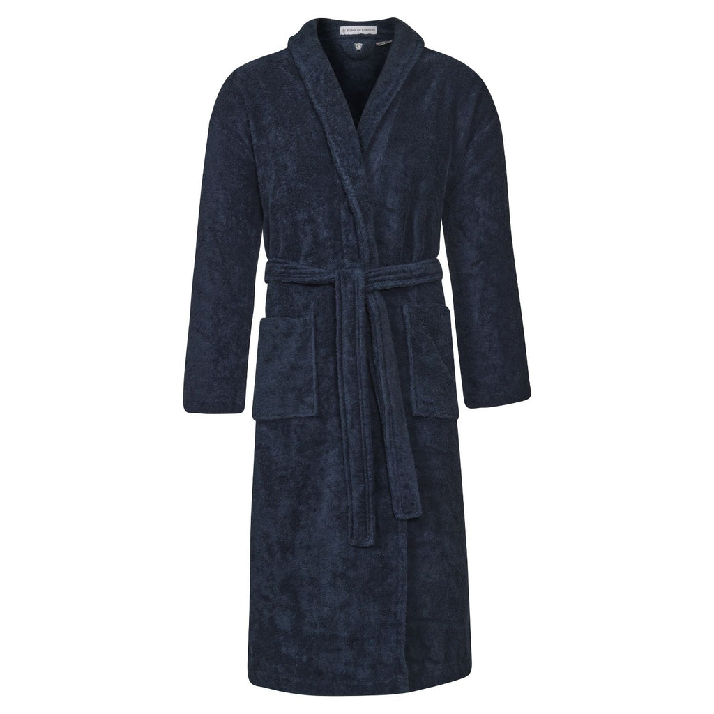 Unisex Dressing Gown front - Baroness Navy | Bown of London