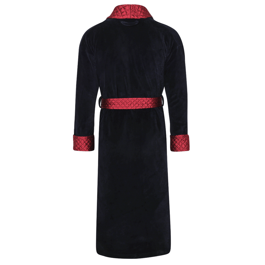 Mayfair Long Velvet Navy Smoking Jacket Robe