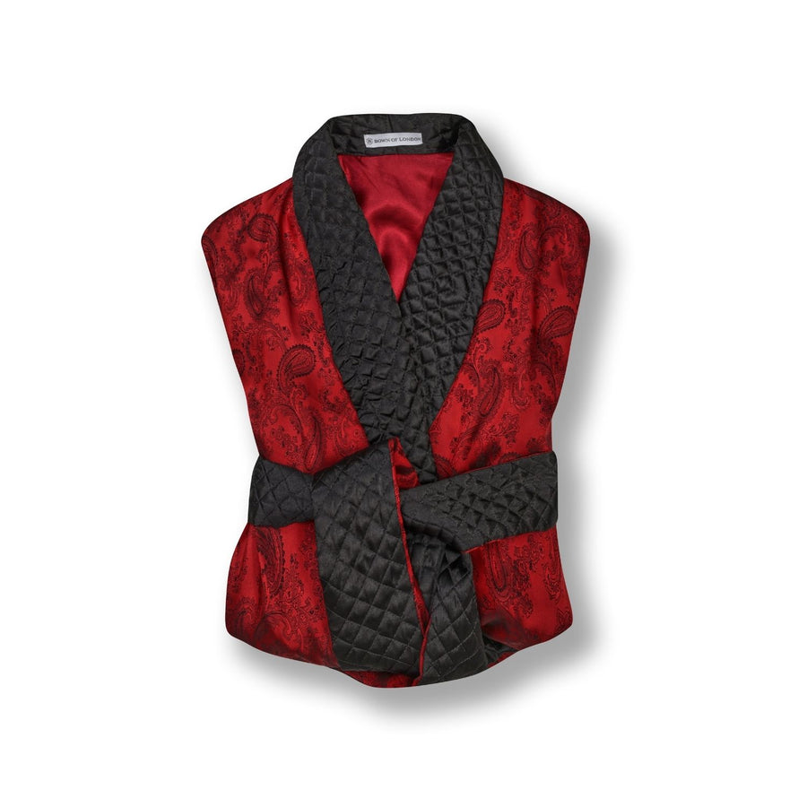 Clarke Men's Short Smoking Jacket folded - Claret | Bown of London