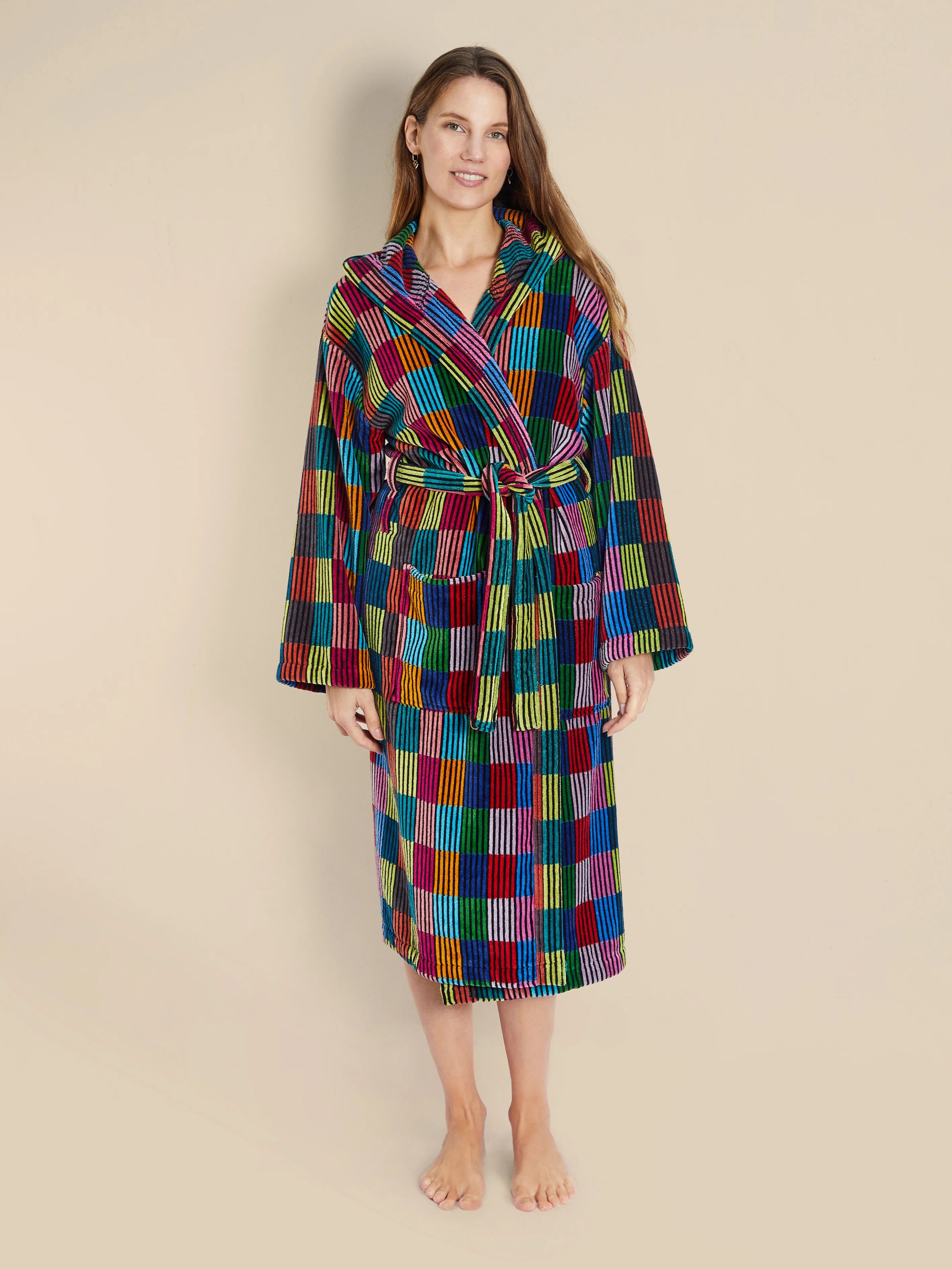 Women's Hooded Dressing Gown - Patchwork