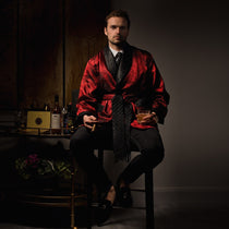 Kacery Mens Robe Velvet long Smoking Jackets Fine Quilted With Satin lapel  MR07  Kacery