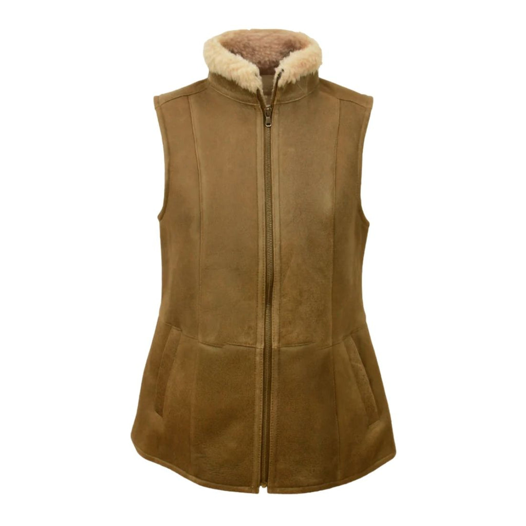 Women's Sheepskin Gilet - Nutmeg - Bown of London