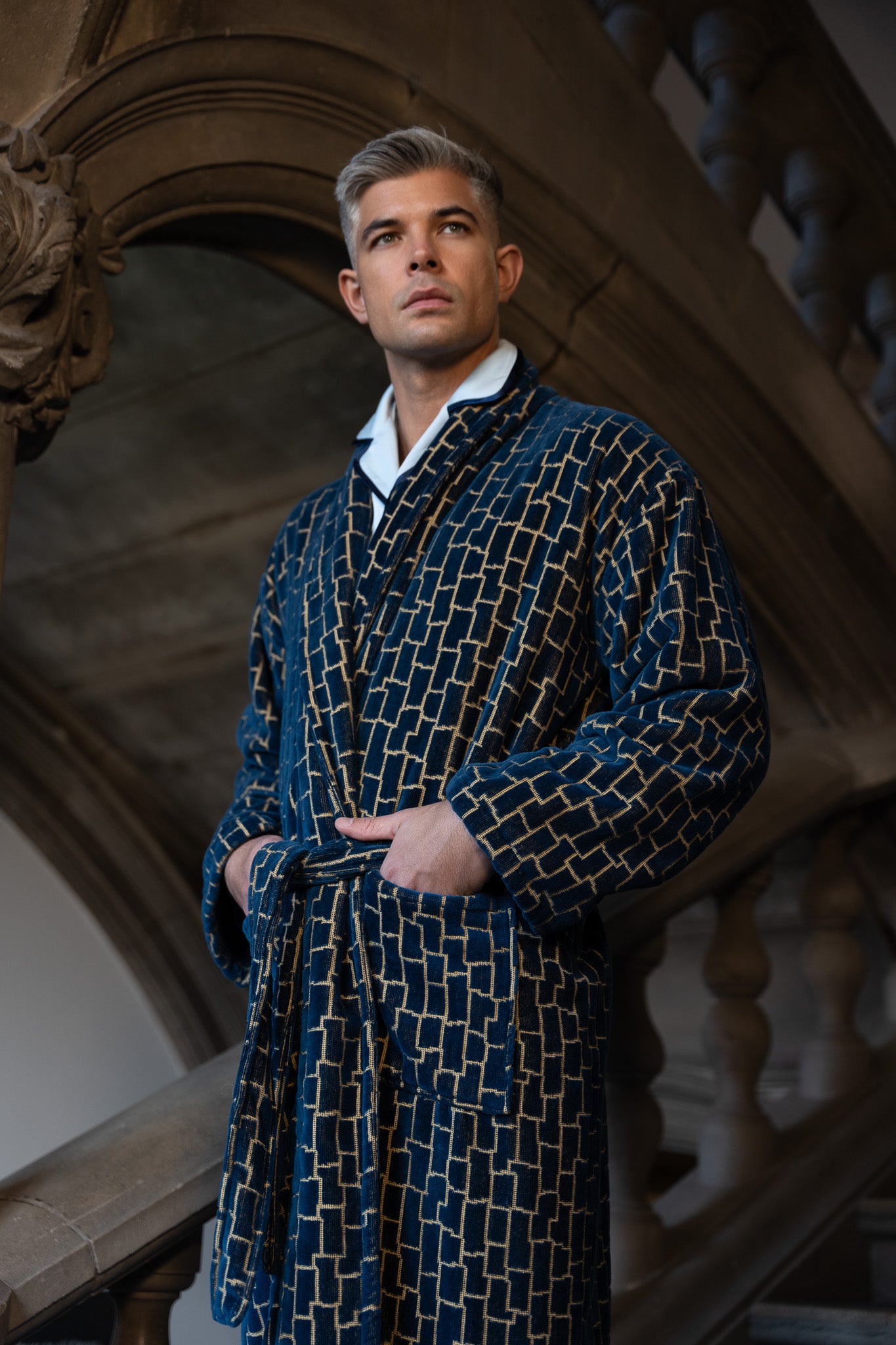Men's Blue Dressing Gown