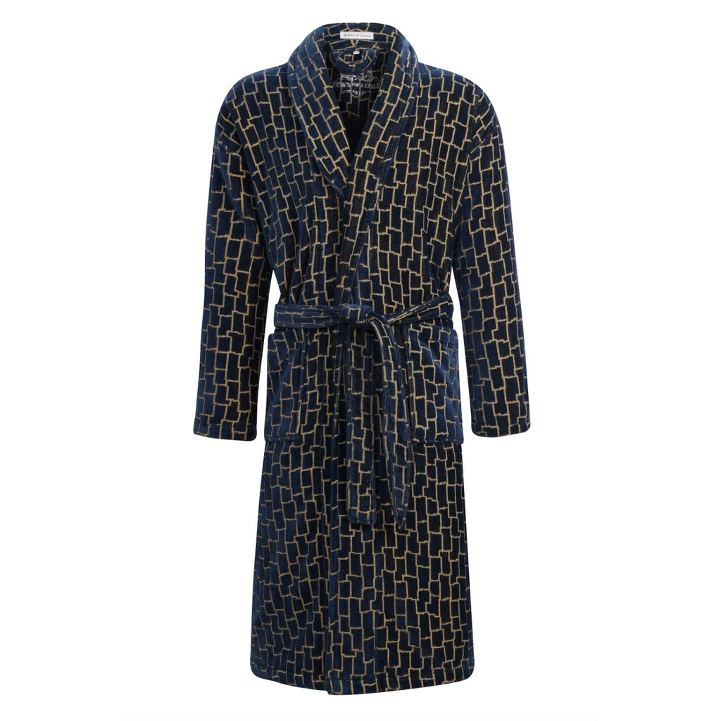 Agean Men's Patterned Dressing Gown - Front