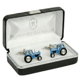 Blue Tractor Rhodium Plated Cufflinks