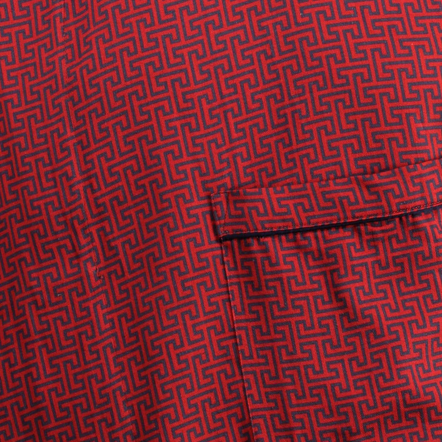 closeup view of Red Lightweight Dressing Gown - The Cambridge Bathrobe