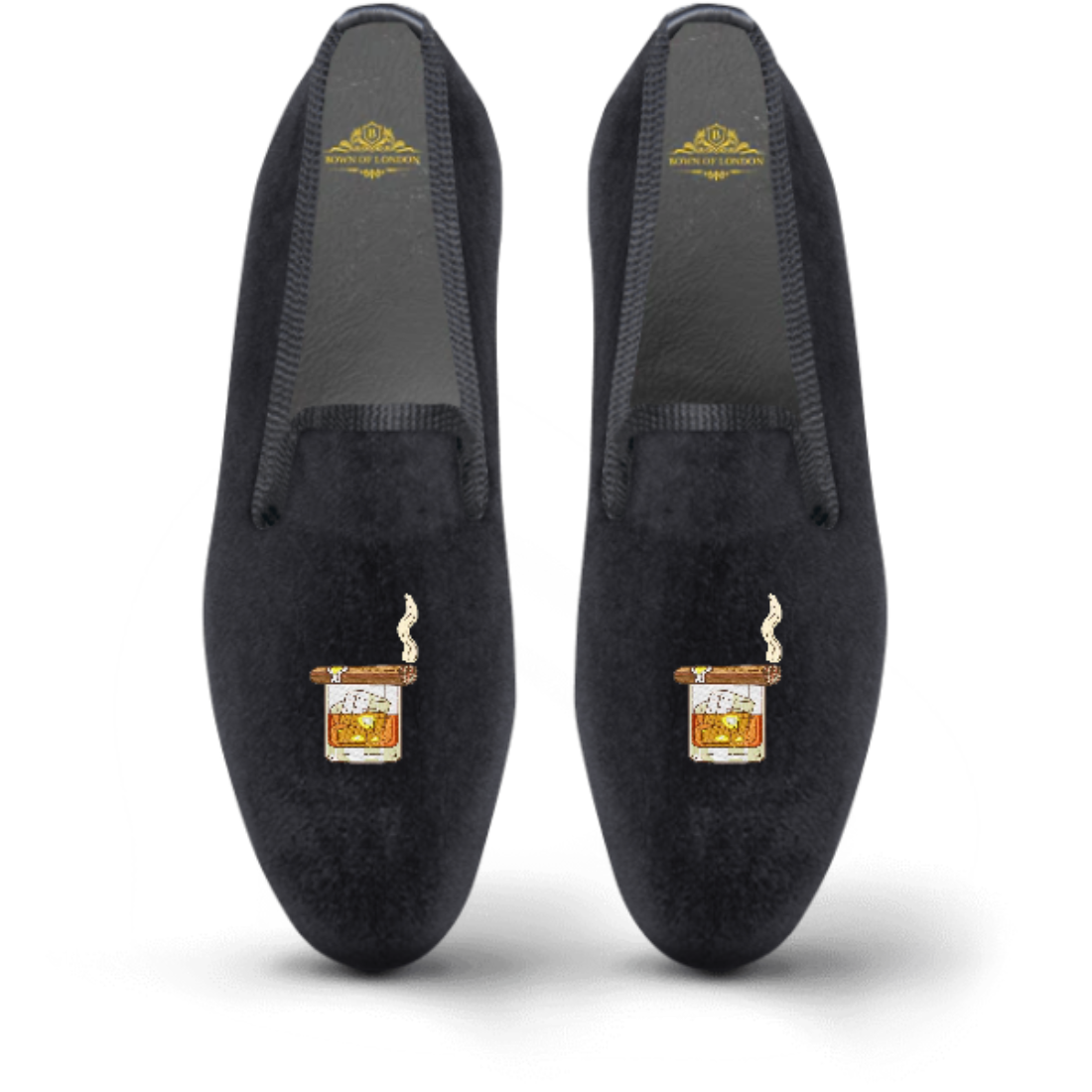 Men's Velvet Loafer/Slipper Shoe - Cigar on Whiskey Glass