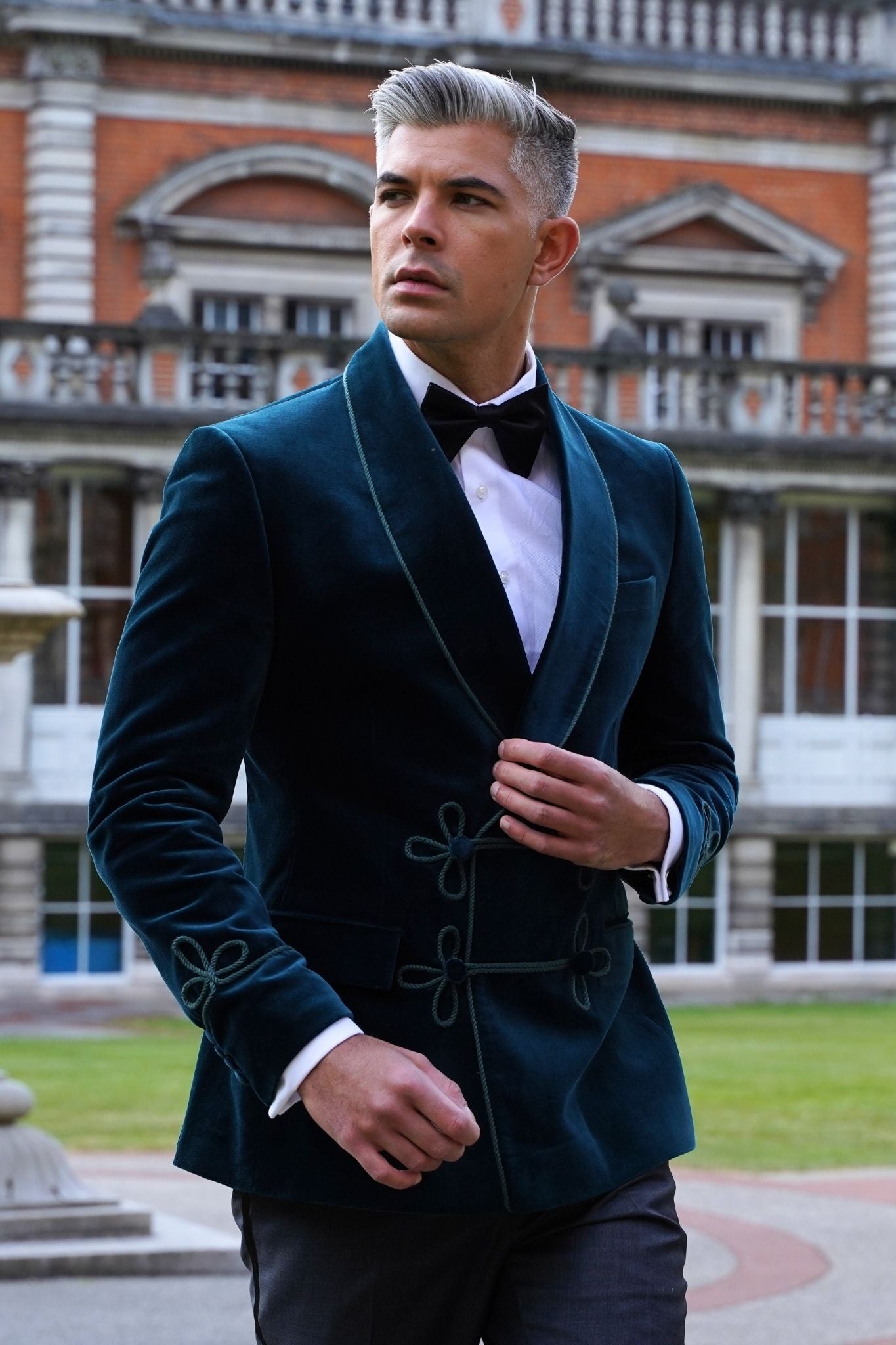 Made to Measure Double Breasted Mens Italian Velvet Smoking Jacket Green