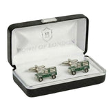 Green Tractor Rhodium Plated Cufflinks