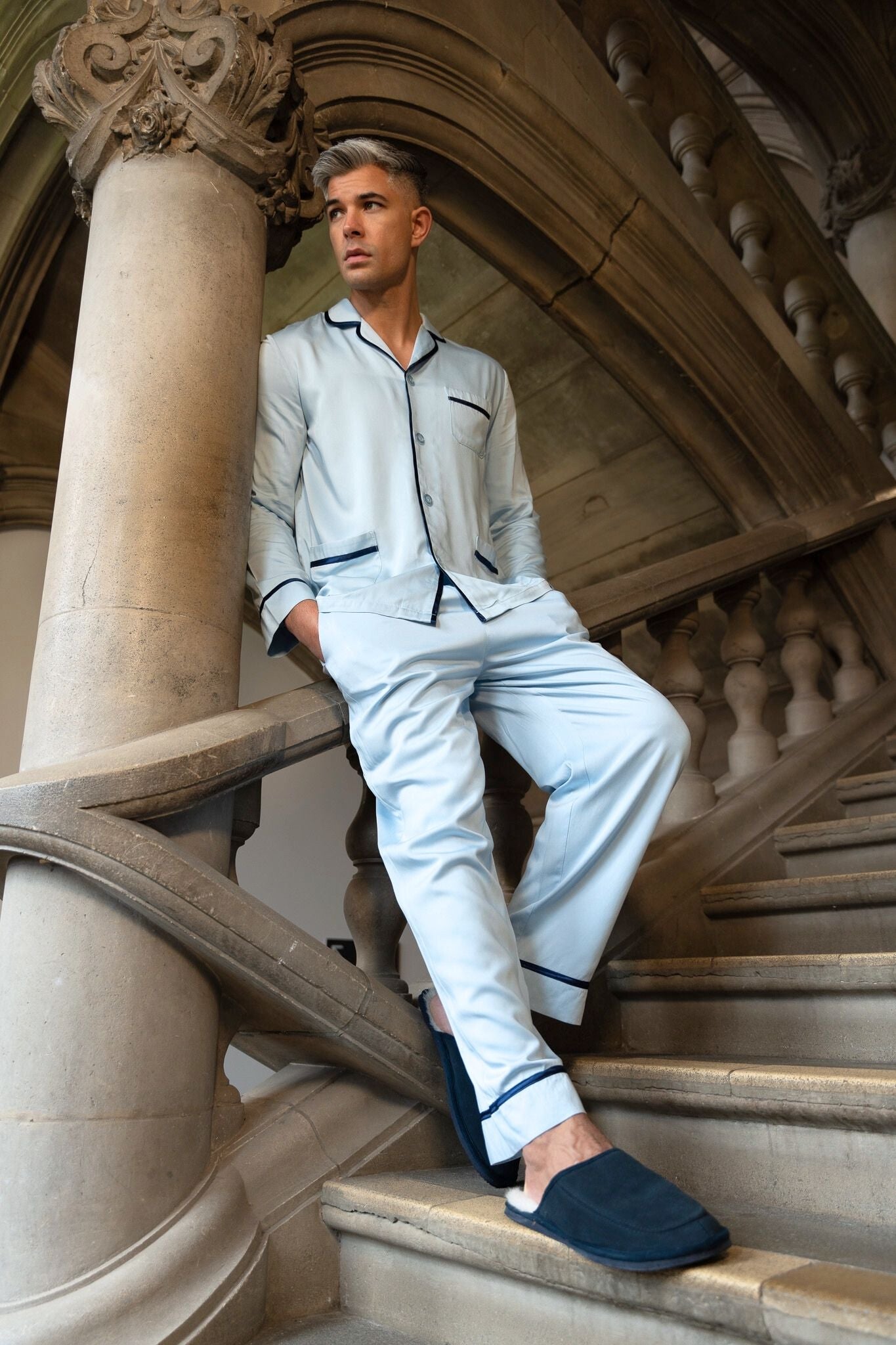 Men's Burgundy Satin Pyjama Hades | Pyjama Collection | Bown of London