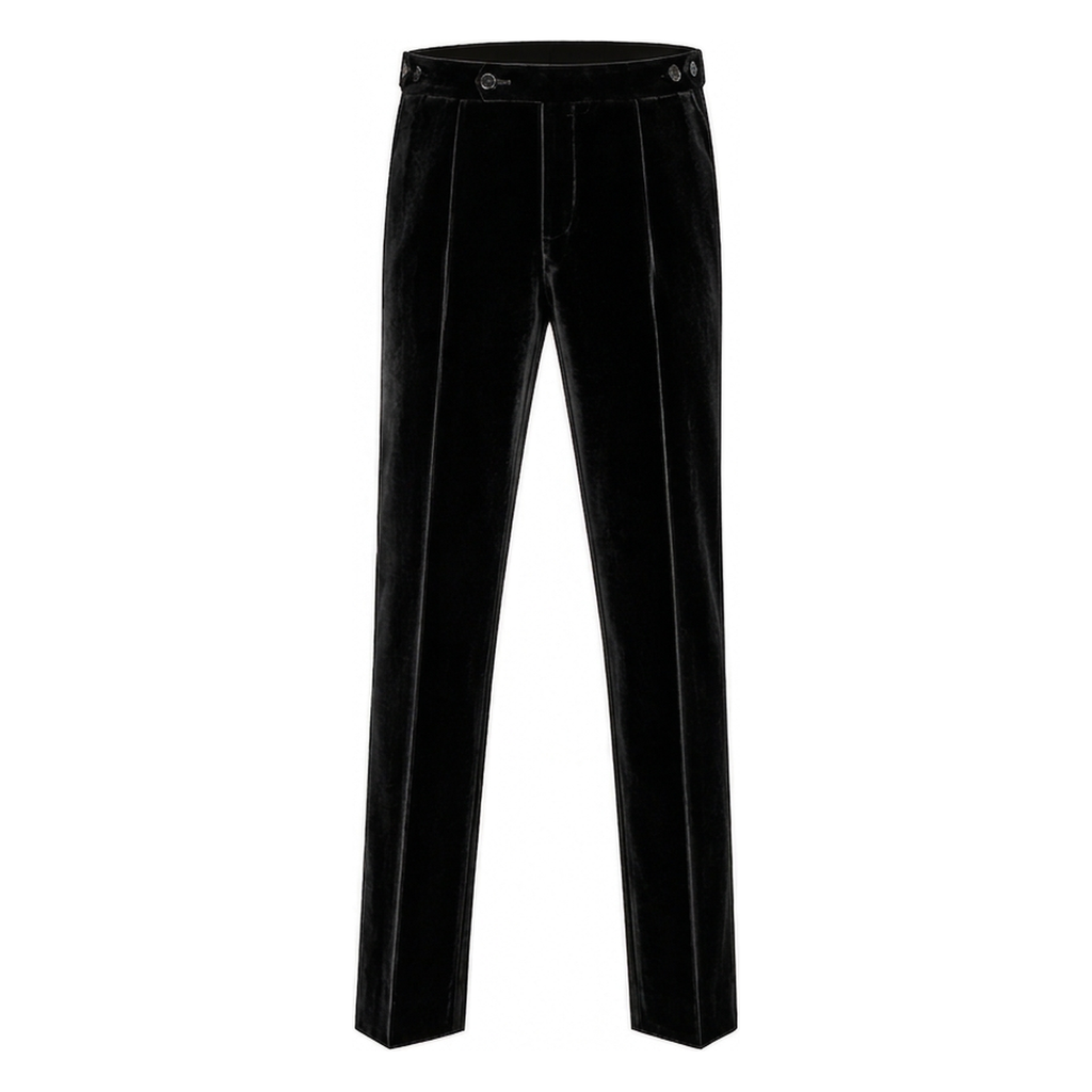Men's Italian velvet black trousers - front view