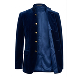 Made to Measure Navy Italian Velvet Nehru Collar Jacket
