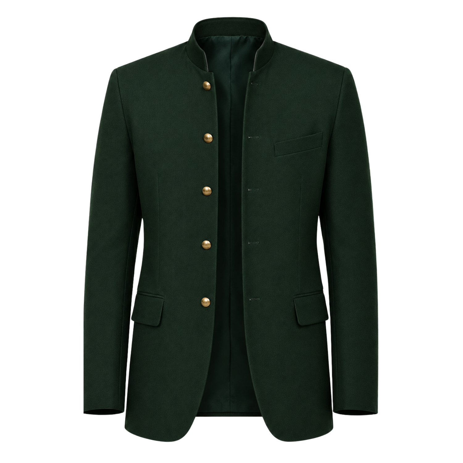 Made to Measure Green Italian Velvet Nehru Collar Jacket