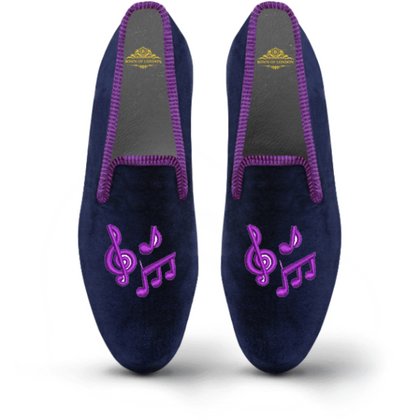 Women's Velvet Loafer/Slipper Shoe Musical Notes - Bown of London