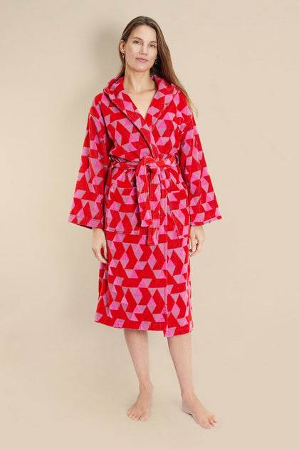 Pink Diamond Womens Dressing Gown - Model Front | Bown of London