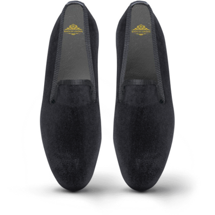 Men's Velvet Loafer/Slipper Plain Black - Bown of London