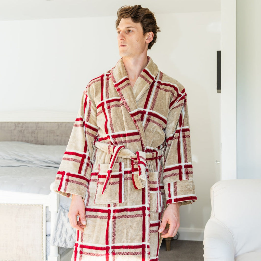 Mens patterned deals dressing gown