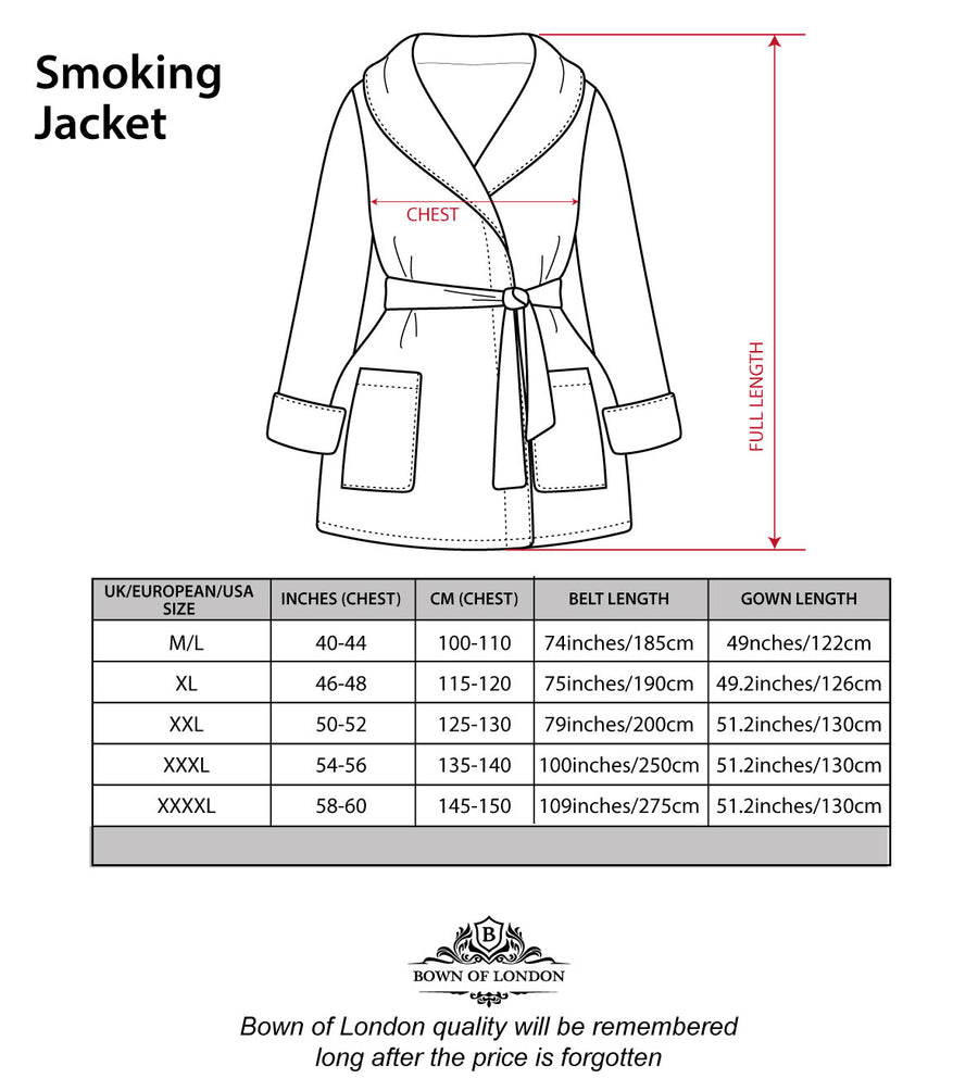 Short Smoking Jacket Size Chart | Bown of London