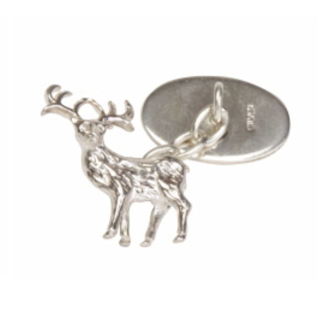 Silver deer charm on a white background Bown of London