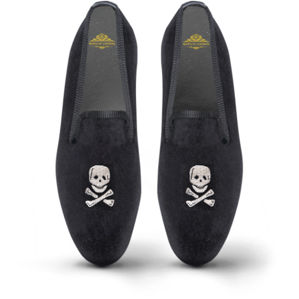 Men's Velvet Loafer/Slipper Shoe - Skull