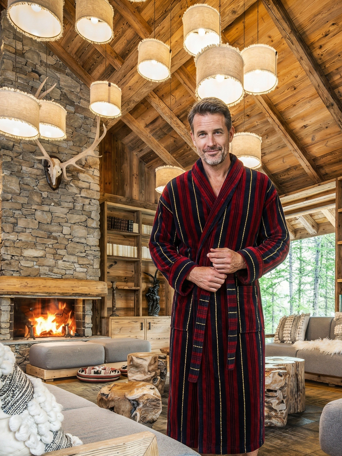 mens dressing gown Luxury Designer Bathrobe for Men MerchFabric:TAFFETA Robes bal | Découvre Color:Moonlit Garden