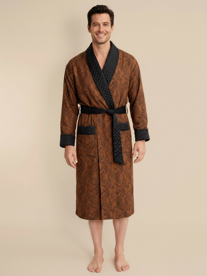 Majestic Long Smoking Jacket Robe in Gold